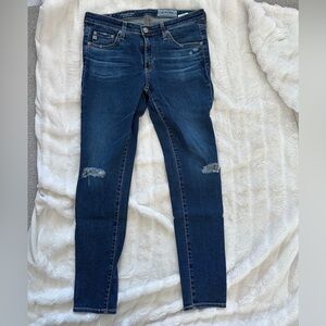 Ag Adriano Goldschmied Distressed Blue Skinny Jeans